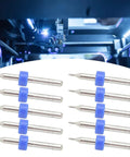 Ten Pack 0.1mm Tungsten Carbide Nozzle Cleaning Needles For 3D Printer Nozzle Clogs CNC PCB And SMT Circuit Board Repair Tool Kit Built For Pro Grade Precision Cleaning And Easy Maintenance shown with 3D printer setup in background.