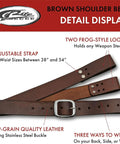 Adjustable Genuine Leather Sword Belt For Costume And LARP with frog loops and stainless steel buckle, brown 38 to 54 inches