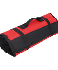 Red and black Portable Canvas Knife Roll With 20 Slots For Chefs And Home Cooks Heavy Duty Double Stitching Lightweight Travel Cutlery Bag