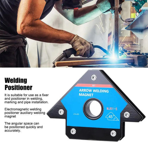 Must Have Welding Positioner With Strong Magnetic Base For Precise 45 90 And 135 Degree Angles On Steel Pipes Quick Fix Alloy Steel Tool, showing a welding magnet in use.