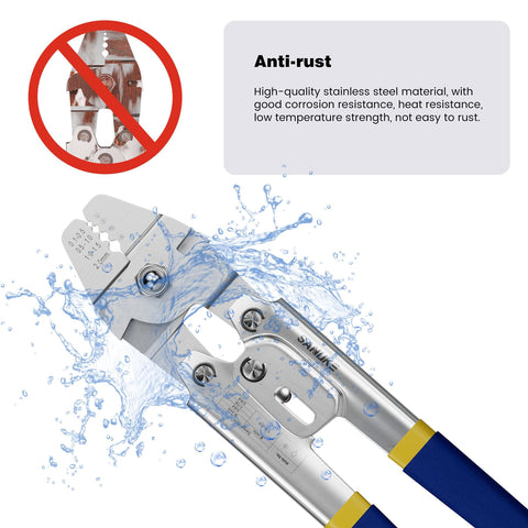 Heavy Duty Wire Rope Crimping Tool Kit For 2.0mm Cable With Aluminum Ferrule Sleeves 160 Pieces 4 Sizes And Stainless Steel Thimble Assortment 10 Pieces For Marine Rigging And DIY Projects, shown with anti-rust stainless steel material.