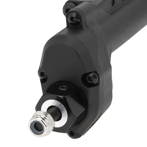 Close-up of Rock Solid Front And Rear Portal Axle Kit For Axial Scx10 And Scx10 Ii RC Crawler matte black nylon housing and metal bearing.