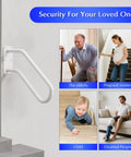 Heavy Duty Iron Wall Mount Stair Hand Rail With A Hella Strong Non Slip Grip For Outdoor Steps Or Bathroom Porch Classic White Finish installed for elderly, pregnant women, child, and disabled use.