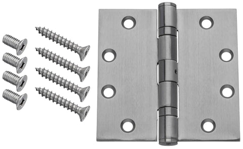 Heavy Duty 4.5x4.5 Stainless Steel Door Hinges With Ball Bearing Non Removable Pin Full Mortise Design For Commercial Or Heavy Doors 3 Pack Smooth Quiet Swing And Durable Construction with screws