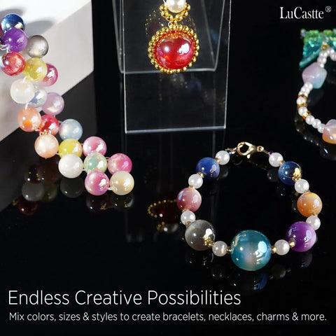 Stellar Beading Designer Kit For Beginners, All In One Bracelet Making Set With 1600 Beads, Premium Resin Beads on display