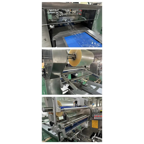 Compact Horizontal Flow Wrapper Shrink Wrap Machine 50 To 80 Pieces Per Minute showing inner mechanics and sealing components.