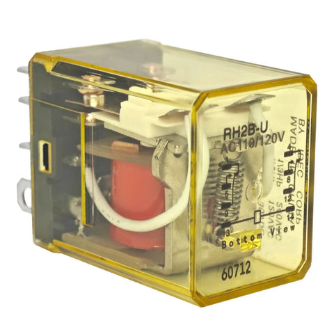 Side view of Two Pack 110 To 120 Volt AC Power Relay DPDT 10 Amp Plug In Socket Included For Easy Install In Industrial Control
