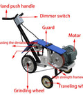 Heavy Duty Hand Push Belt Sander 75 To 82 Inch Flatbed Grinding Polishing Machine detailed view showcasing components like motor, grinding wheel, and frame.