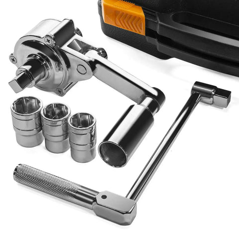 Torque Wrench Multiplier Lug Nut Remover Set With 1/2 Inch Drive And Case Heavy Duty Labor Saving Wheel Lug Nut Wrench For Cars And Trucks Includes 17mm 19mm 21mm Sockets For Quick Tire Changes with case