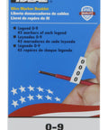 Pro Grade Wire Labeling Booklet With 0 Through 9 Legend, showing booklet cover with 45 marker labels and "Ideal" logo on top.