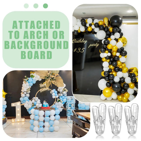 Transparent Balloon Arch Clips Set Of 20 Heavy Duty Plastic Spring Clamps 2.4 Inch securing balloon arch decorations