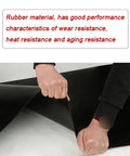 Hands demonstrating the flexibility of Rock Solid Premium Anti Slip Rubber Pad Oil Resistant Heavy Duty Floor Mat.