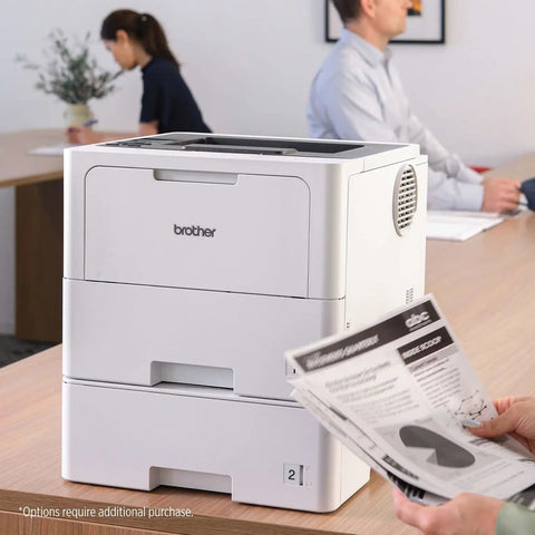 Office Printing Powerhouse Fast 50 Pages Per Minute Monochrome Laser Printer With Wireless Networking And Duplex Auto-Printing Packed With Advanced Security Features For High-Volume Business Tasks in office setting