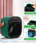 Rechargeable Portable Personal Air Cooler With 5200mAh Battery, 3 Speeds, 5 To 10 Hours Run Time, Quiet Desk Cooling Fan for Home