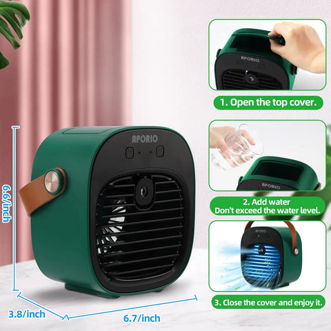 Rechargeable Portable Personal Air Cooler With 5200mAh Battery, 3 Speeds, 5 To 10 Hours Run Time, Quiet Desk Cooling Fan for Home