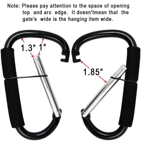Two Pack Carabiner Stroller Hook Organizer For Hanging Purses Diaper Bags And Shopping Bags Lightweight Stroller Accessory