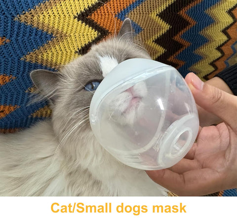 Cat using Low Noise Cat Nebulizer Cup With Inhaler Mask Kit For Cats Pups And Small Dogs Adjustable Nebulizer Pet Oxygen Mask