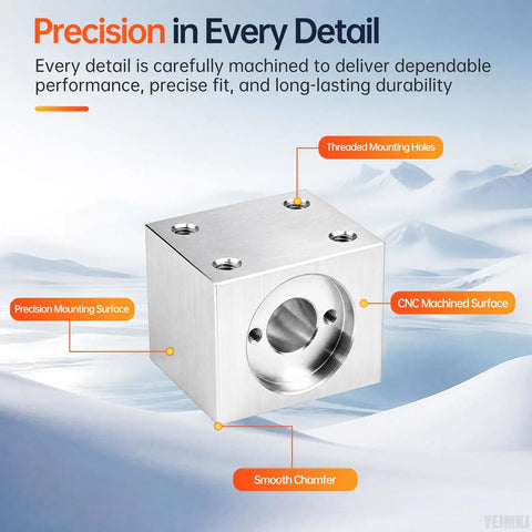 Heavy Duty T6 Lead Screw Nut Housing Bracket Mount Holder Block Assembly with precision machined surfaces for smooth performance.