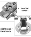 Stainless Steel Cabinet Door Hinges With Quiet Soft Close For Cabinets Easy Install 2 Pack Modern Elegant Design Smooth Operation Silver Buffer Hinges For Home And Office Use, showing close-up of smooth surface and modern look.