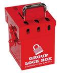 Mini Lockout Tagout Box for Group Lockout OSHA Compliant Safe Key Storage Red Four Point Five by Ten by Ten Inch Portable Lockout Box