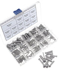 Dope Metric Socket Cap Screws Set 185-Piece Assortment Kit, M2.5 M3 M4 M5 M6 M8, Stainless Steel 304 in clear case.