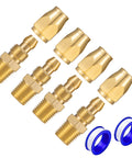 All Brass Four Piece Reusable Fittings Set For Quarter Inch ID Hose And Quarter Inch NPT Rigid Barbed To NPT Connectors Corrosion Resistant