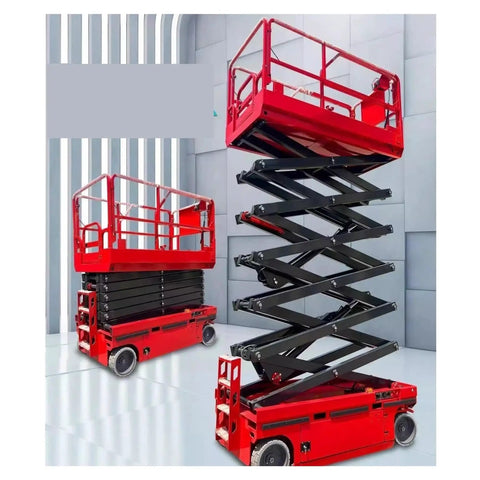 Heavy Duty Mobile Scissor Lift With Electric Hydraulic Platform Four Meter Rise And Five Hundred Kilogram Capacity For Warehouse Work Featuring Pure Copper Motor Delivering Rock Solid Performance All Day Long