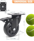 heavy duty swivel caster wheels with dimensions and tennis ball comparison