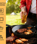 Cast Iron Skillet Set 6 Inch 8 Inch 10 Inch Pre Seasoned Ready To Use Nonstick Naturally Oil Coated Heavy Duty Pro Restaurant Quality For Indoor Outdoor Oven Grill Use Fry Saute Cookware Built To Last Boss Level Home Chefs on grill with meat