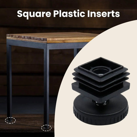 Level Out Your Workspace Essentials With These Adjustable Leveling Feet, featuring 30X30MM Square Tube Insert Caps for stability.
