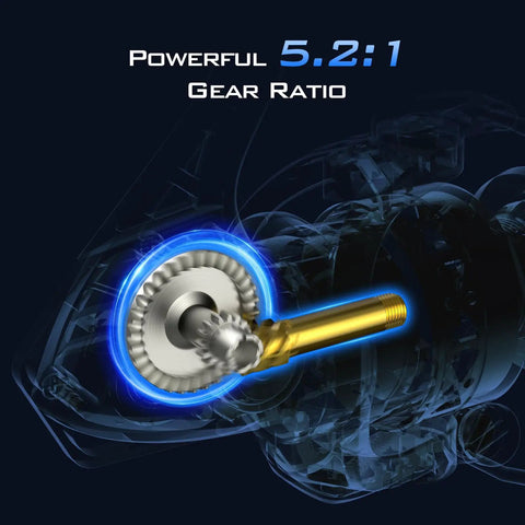 Visual of 5.2:1 gear ratio in 3000 Size Spinning Reel With Ultra Smooth Drag Up To 17.5 Lbs, Lightweight CNC Aluminum Spool