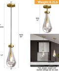 Brass Raindrop Pendant Light Fixture For Kitchen Island And Dining Room, Glass Drop Chandelier, E12 LED Bulb Included, weight 8.2lb