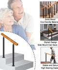 Rock Solid Adjustable Wooden Hand Railing For Floor Mount Bannister System on staircase, showcasing natural timber finish and sturdy design.