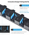 Innovative wall and ceiling mount fishing rod rack holds up to nine rods fits 3 to 19mm diameter poles, orange pair, garage storage.