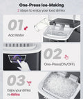 Steps to use Nugget Ice Maker Countertop With Handle Ready In Four Minutes Produces Up To Forty Pounds Per Day Chewable Sonic Ice Self Cleaning Portable Ice Maker With Basket And Scoop For Home Party RV Camping Black