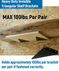 6 Inch Invisible Triangular Shelf Brackets For Minimalist Home Decor Built Tough, Heavy Duty Hot Rolled Steel 6 Pack, wood shelf
