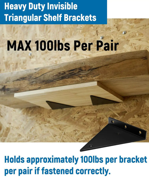 6 Inch Invisible Triangular Shelf Brackets For Minimalist Home Decor Built Tough, Heavy Duty Hot Rolled Steel 6 Pack, wood shelf