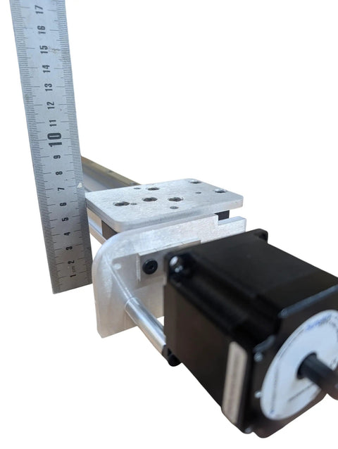 Beefy Industrial Grade Precision Linear Motion System With 8020 Aluminum Gantry Module And Acme Screw Stage Actuator NEMA 23 Stepper Motor For CNC And Pick And Place Heavy Duty Made In USA, with ruler