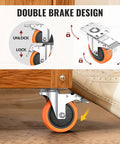 Stainless Steel 4 Inch Casters Set Of Four For Furniture And Equipment Anti Rust 304 Stainless Steel Heavy Duty Wheels With Dual Locking Brakes