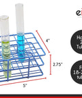 Blue Epoxy Coated Steel Wire Test Tube Rack for Labs, 20 Holes, Fits 18 to 20mm Tubes, 4 by 5 Grid, 5 by 4 by 2.75 Inch