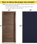Thermal Insulated Door Curtain That Fights Drafts and Helps You Save On The Heating Bill, 38x82 Inch size guide next to doors.