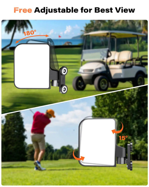 Heavy Duty Magnetic Golf Cart Side Mirrors That Snap Straight On Without Drilling Holes For Crystal Clear Wide Angle Sightlines And No Sweat Rear Navigation Today, adjustable view angles.