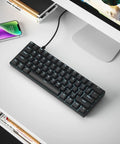 Badass Portable 61 Key Mechanical Gaming Keyboard With Vivid Led Backlight Ultra Compact 60 Layout Usb C Cord responsive switches on desk