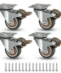 Tough As Nails 1.5 Inch Swivel Casters Set Of Four Heavy Duty Rolling Wheels With Reliable Brake And Complete Mounting Hardware