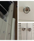 100 Pack Clear Acrylic Cabinet Handles With Zinc Alloy Base 30mm Crystal Drawer Pulls For Kitchen Cabinets And Wardrobes, showcasing cabinet knobs on furniture.