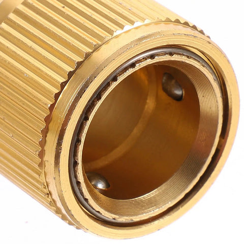 Close-up of Aluminum Alloy Plated Quick Hose Connector showing copper-plated aluminum interior and threaded design.