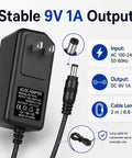 9V 1A DC Power Adapter For Digital Piano Keyboard Series With Six Point Six Foot Cord Replacement Charger Plug And Play