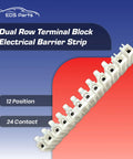 2 Pack 12 Position 24 Contact Terminal Block Barrier Strip Dual Row With Screw Connector For HVAC Panels Chassis Mount