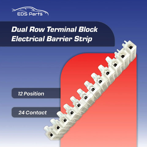 2 Pack 12 Position 24 Contact Terminal Block Barrier Strip Dual Row With Screw Connector For HVAC Panels Chassis Mount