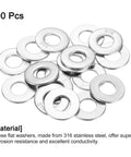 100 Piece Set Of 1/4 Inch Flat Washers Crafted From Top Shelf 316 Stainless Steel For Nailing Down Bolts And Screws With A Solid Marine Grade Feel Perfect For Daily Grind Tasks And Outdoor Builds, showing washers.